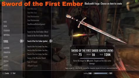 Sword of the First Ember at Skyrim Special Edition .